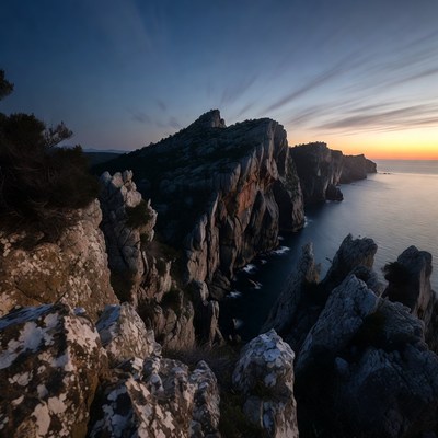 Dramatic Coastal Cliffs at Sunset