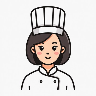 Smiling Asian chef woman illustration