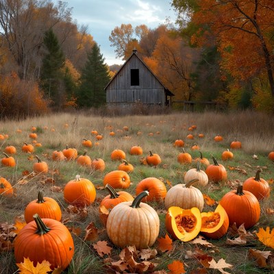 Pumpkin Patch by Old Barn