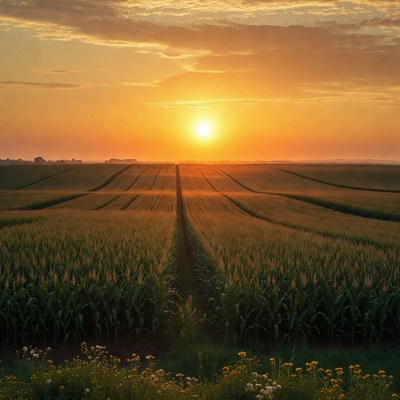 Sunset over Corn Fields
