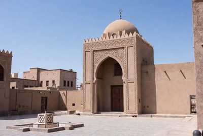 Traditional Mud-Brick Mosque Courtyard