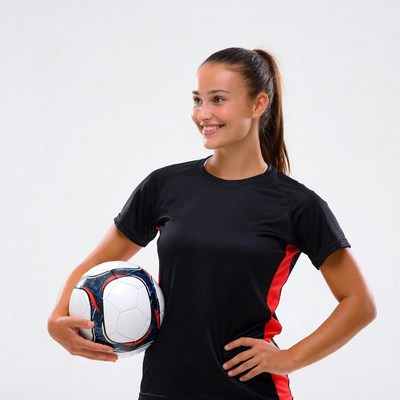 Woman holding soccer ball