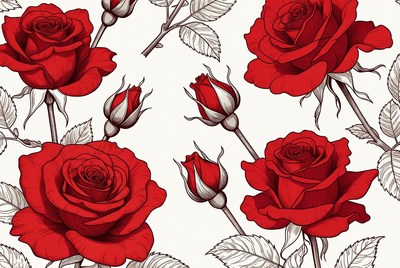 Red Roses Illustration Pattern