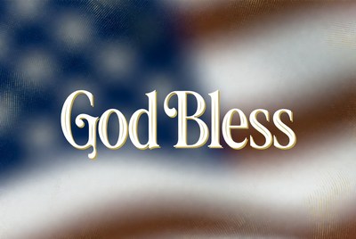 God Bless on American Flag