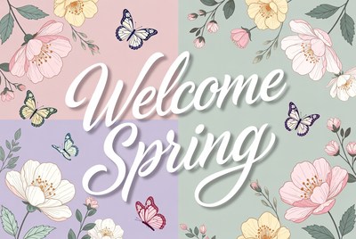 Welcome Spring Floral Illustration
