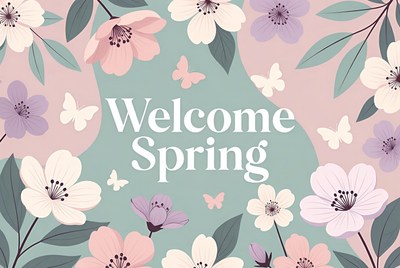 Welcome Spring Floral Illustration