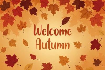 Welcome Autumn Falling Leaves Illustration