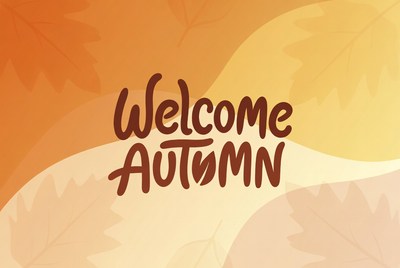 Welcome Autumn Text with Leaves