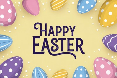 Happy Easter with Colorful Eggs