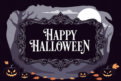 Happy Halloween Ornate Frame Illustration