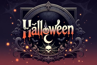 Halloween Text with Gothic Frame