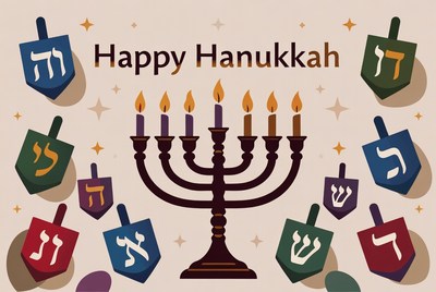 Happy Hanukkah Menorah Illustration