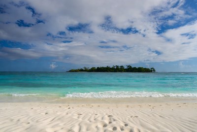 Tropical island with turquoise ocean beach