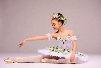 Young ballerina in floral tutu