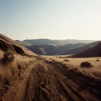 Dirt Road Through Desert Hills
