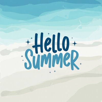 Hello Summer Text Illustration