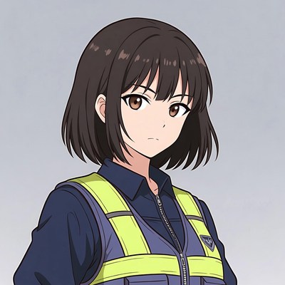 Anime girl in safety vest