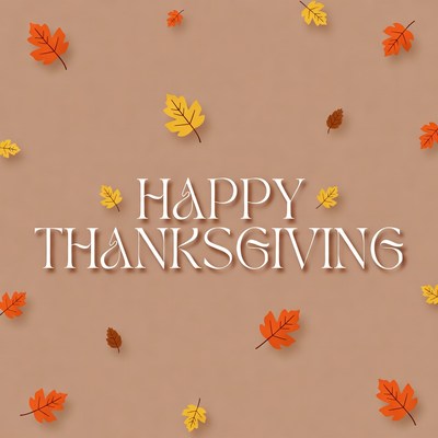 Happy Thanksgiving with Falling Leaves