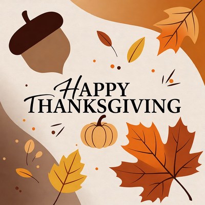 Happy Thanksgiving Clipart with Acorn Pumpkin