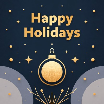 Happy Holidays Golden Ornament