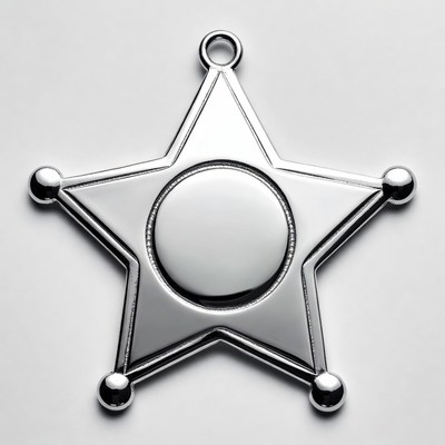 Shiny Silver Sheriff Star Badge