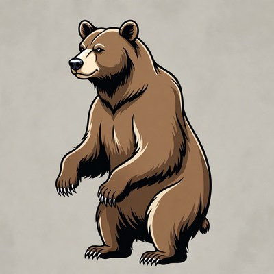 Standing Grizzly Bear Illustration
