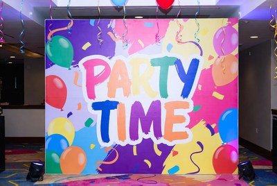 Party Time Backdrop with Balloons