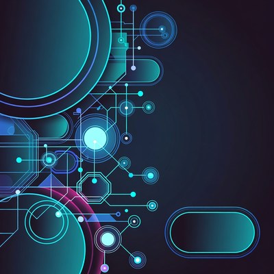 Abstract Neon Blue Circuit Network