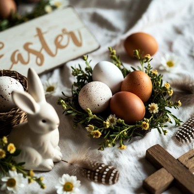 Easter Bunny Eggs Nest Sign