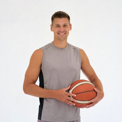 Man holding basketball