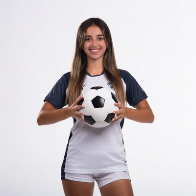 Girl holding soccer ball