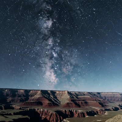 Milky Way over red rock canyons