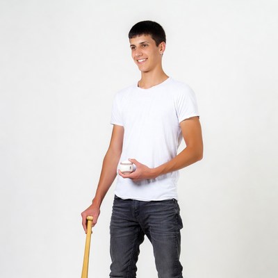 Young man holding baseball bat