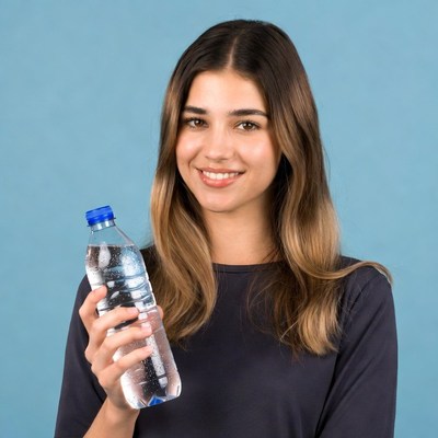 Young woman holding water bottle
