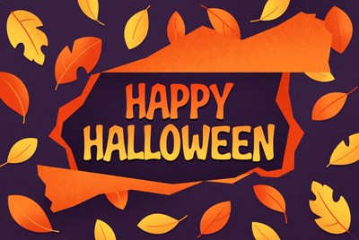 Happy Halloween with Falling Leaves