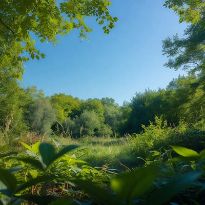 Lush Green Forest with Blue Sky