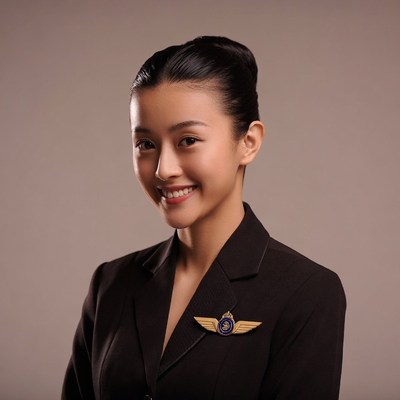 Asian flight attendant smiling