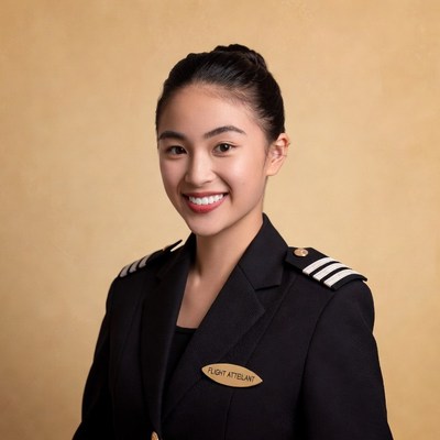 Asian flight attendant smiling