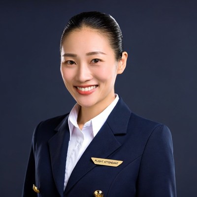 Asian flight attendant smiling