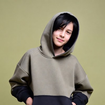 Boy in gray hoodie smiling