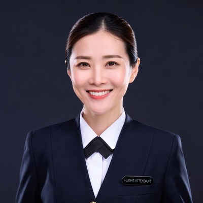 Asian flight attendant smiling
