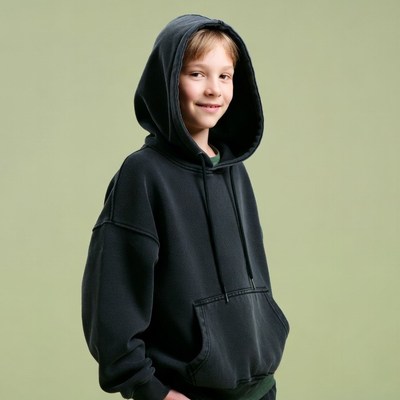 Boy wearing black hoodie