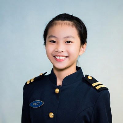 Asian girl in pilot uniform