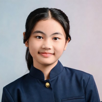 Asian girl in navy school uniform