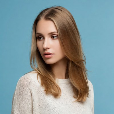 Woman with long brown hair profile