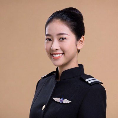 Asian flight attendant smiling