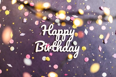 Happy Birthday with Confetti and Lights