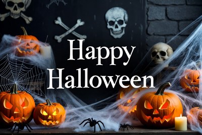 Happy Halloween Pumpkins and Skulls