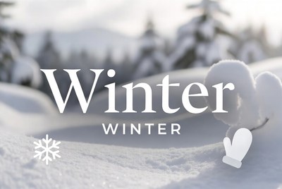 Winter Text with Snow and Mittens