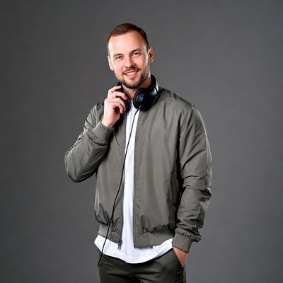 Man wearing headphones smiling